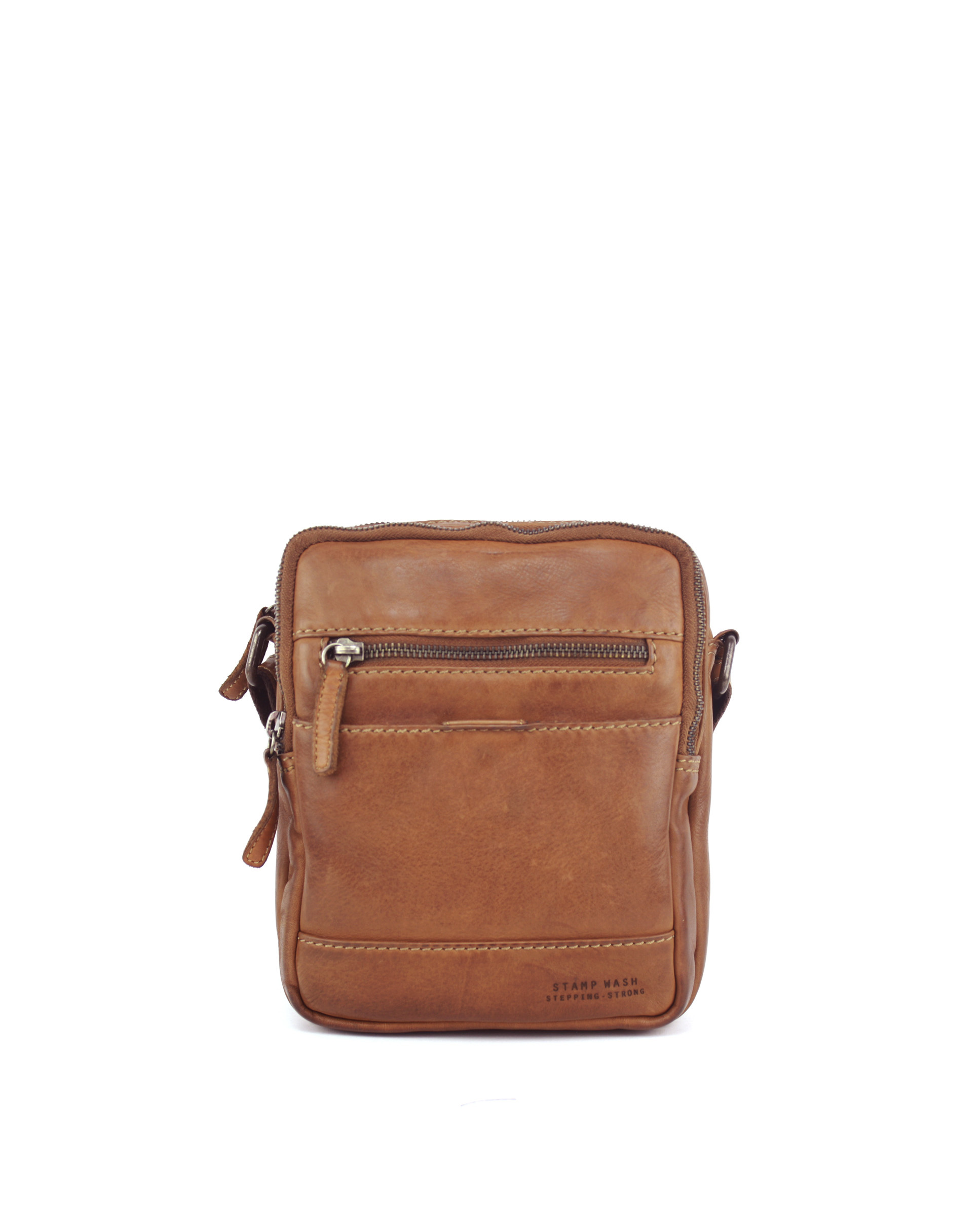 bolso bandolera mediano stamp tichi 132 en piel lavada color cuero