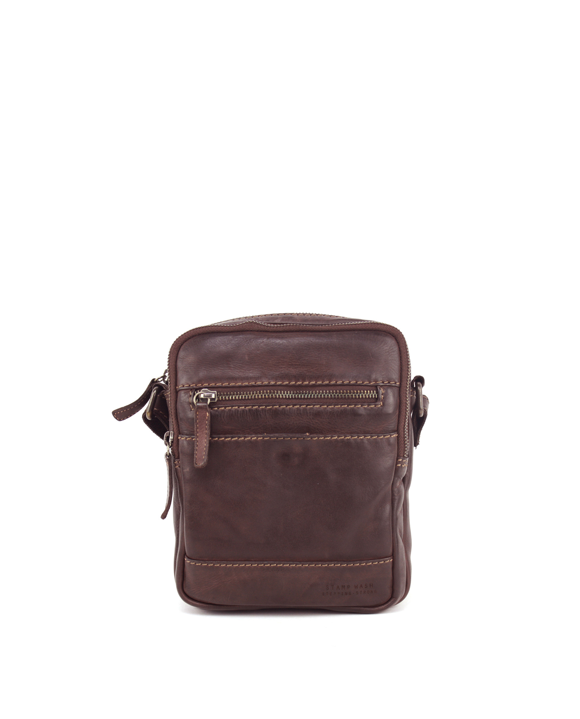 bolso bandolera mediano stamp tichi 132 piel lavada marr贸n