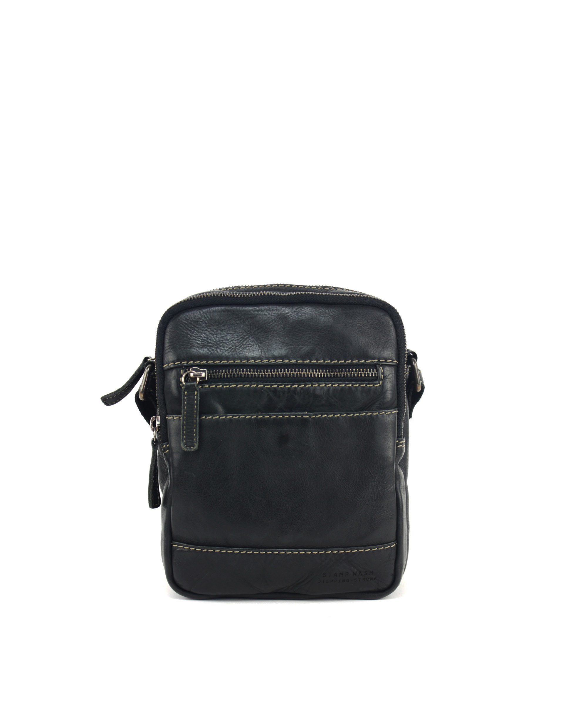 bolso bandolera mediano stamp tichi 132 piel lavada negro