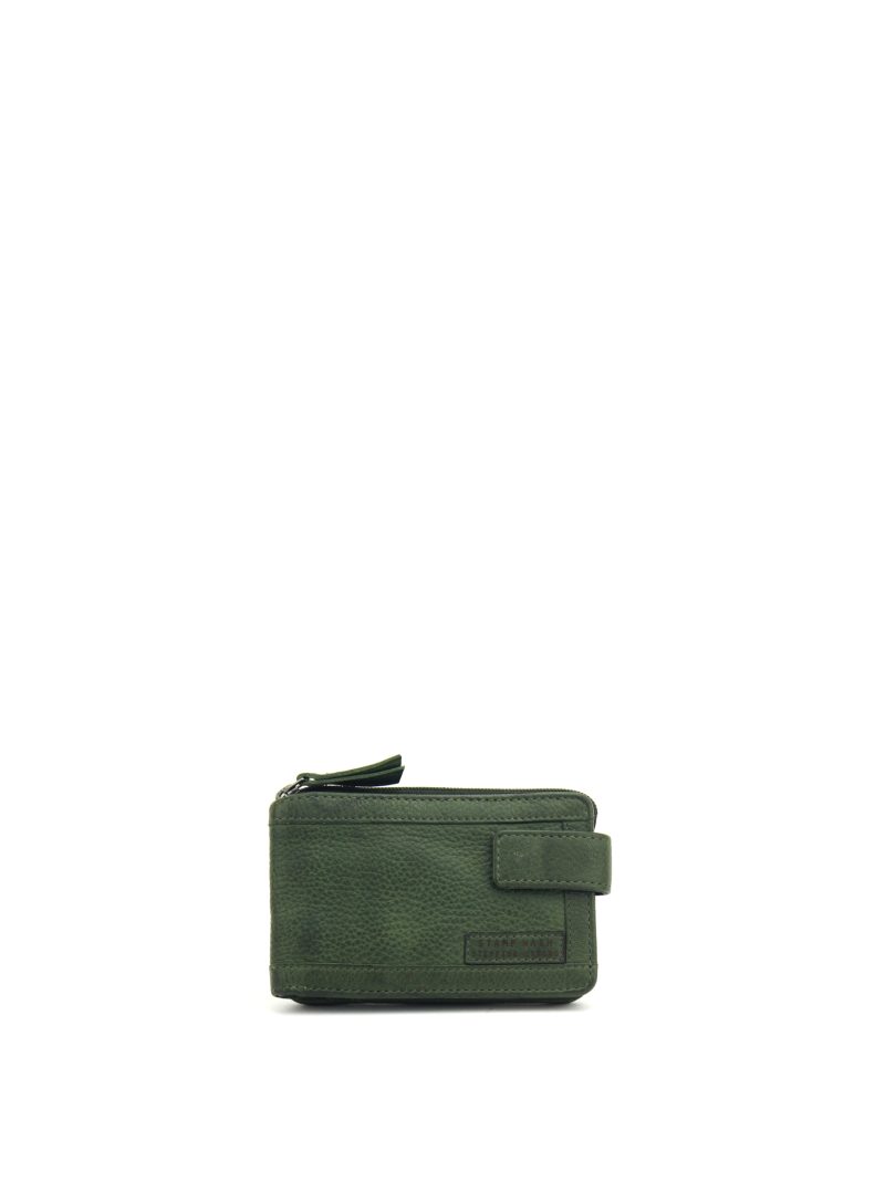 billetero horizontal en piel lavada rfid ST2208 color verde