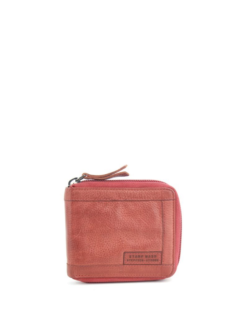 billetero horizontal en piel lavada rfid ST2229 color rojo