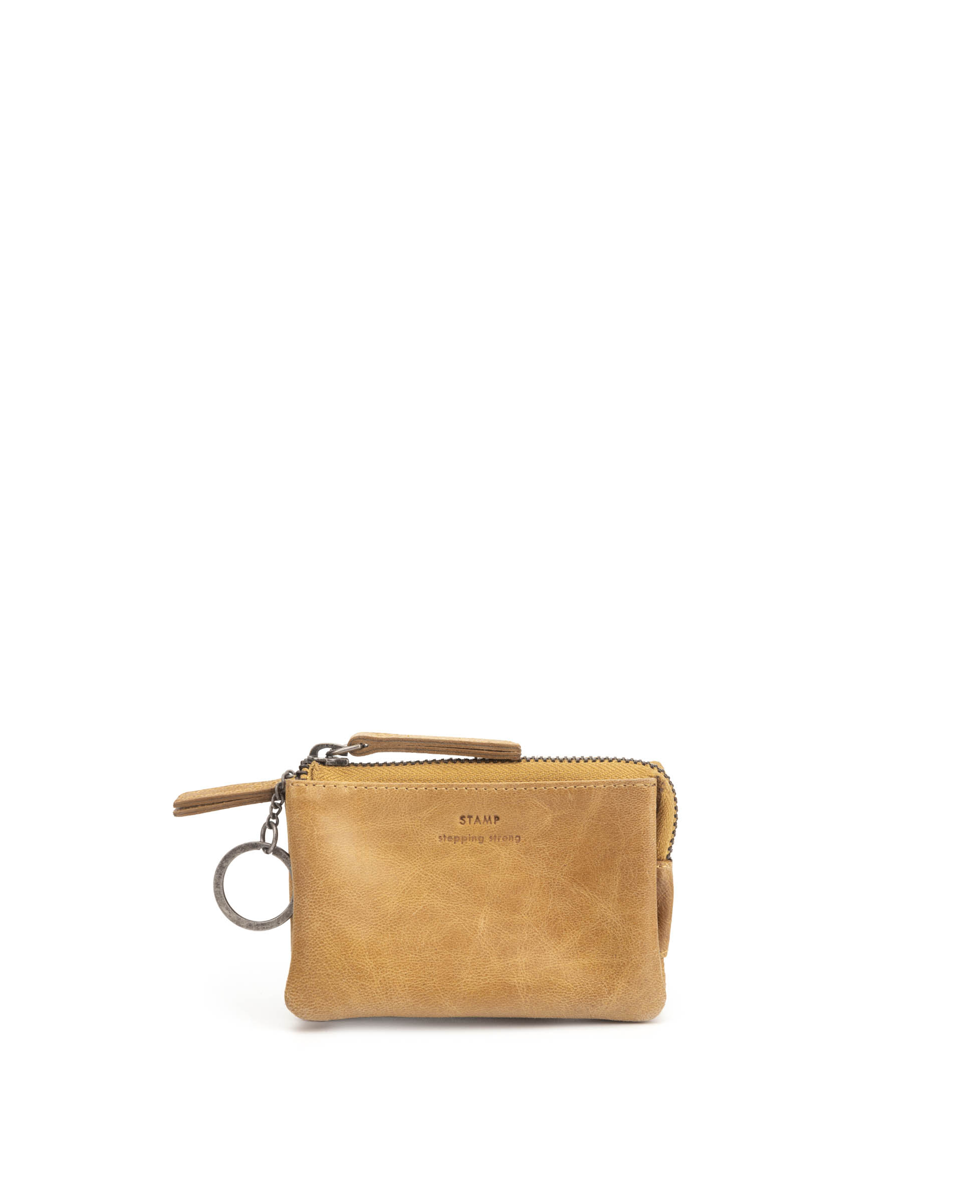 portamonedas doble mujer ST52007 en piel crackle color amarillo mostaza