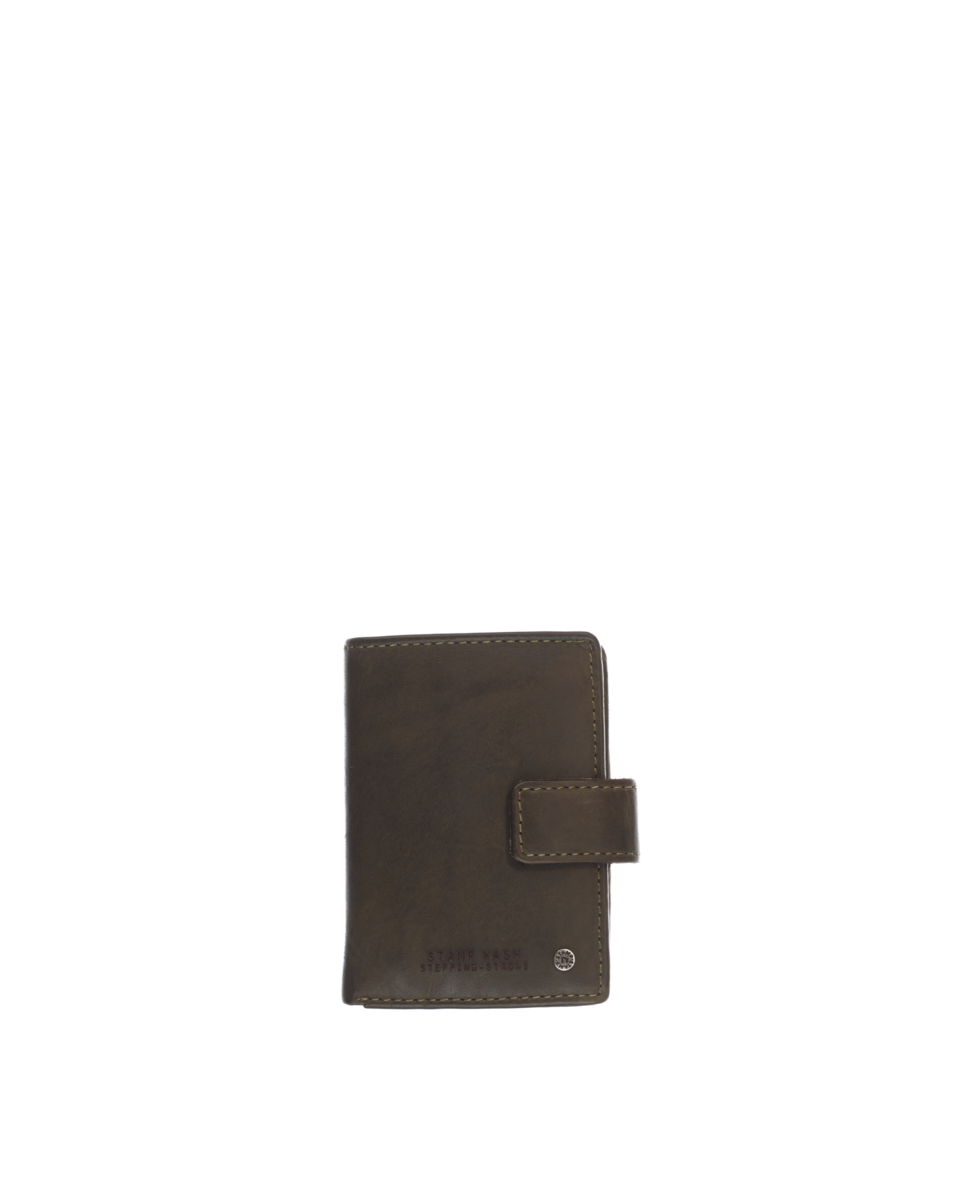 tarjetero de hombre en piel lavada Atlas MHST00045KA color verde kaki