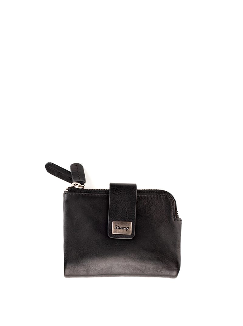 billetero pequeño de mujer en piel lavada suave MMST02201NE color negro