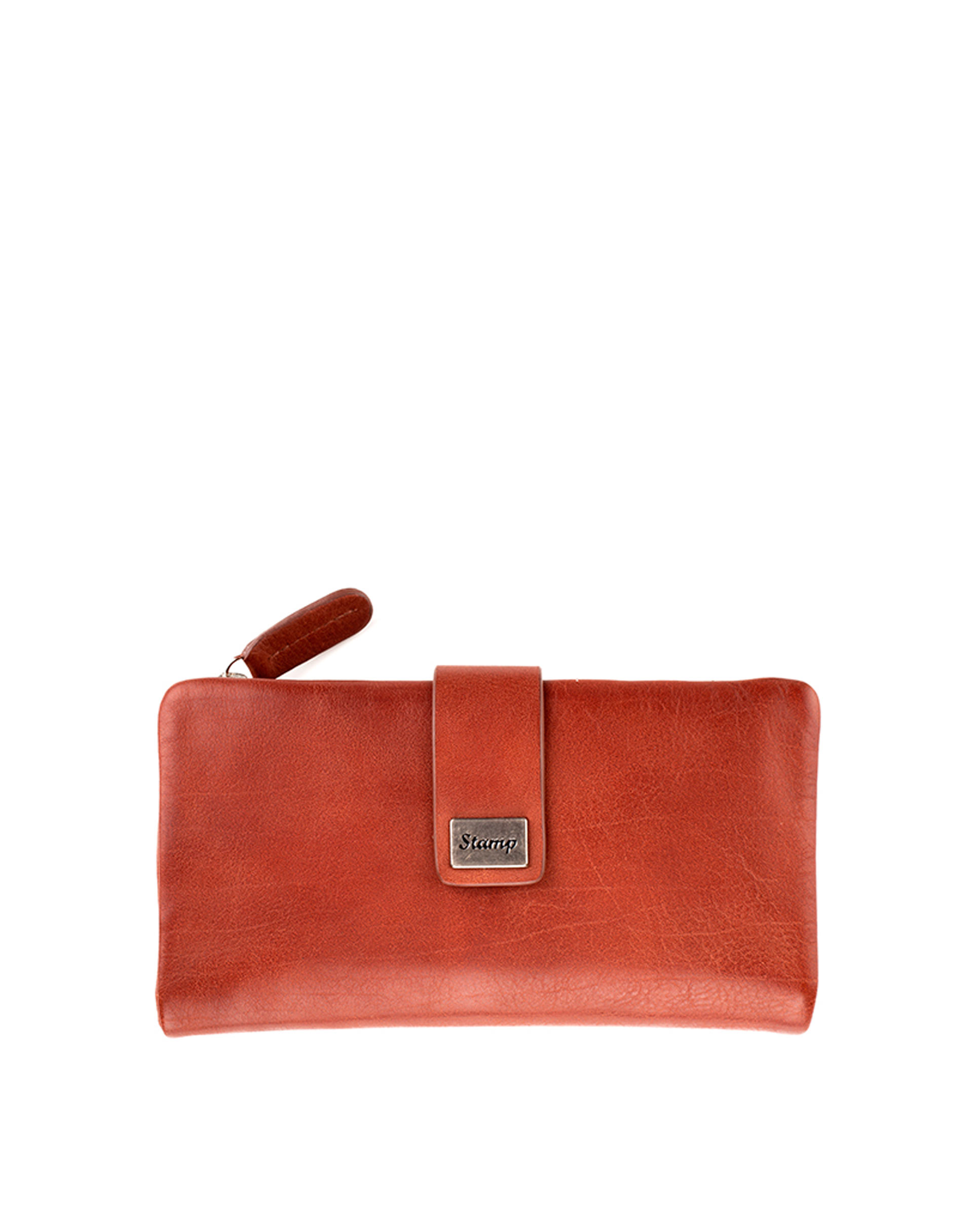 billetero medio grande de mujer en piel lavada suave MMST02204CU color cuero