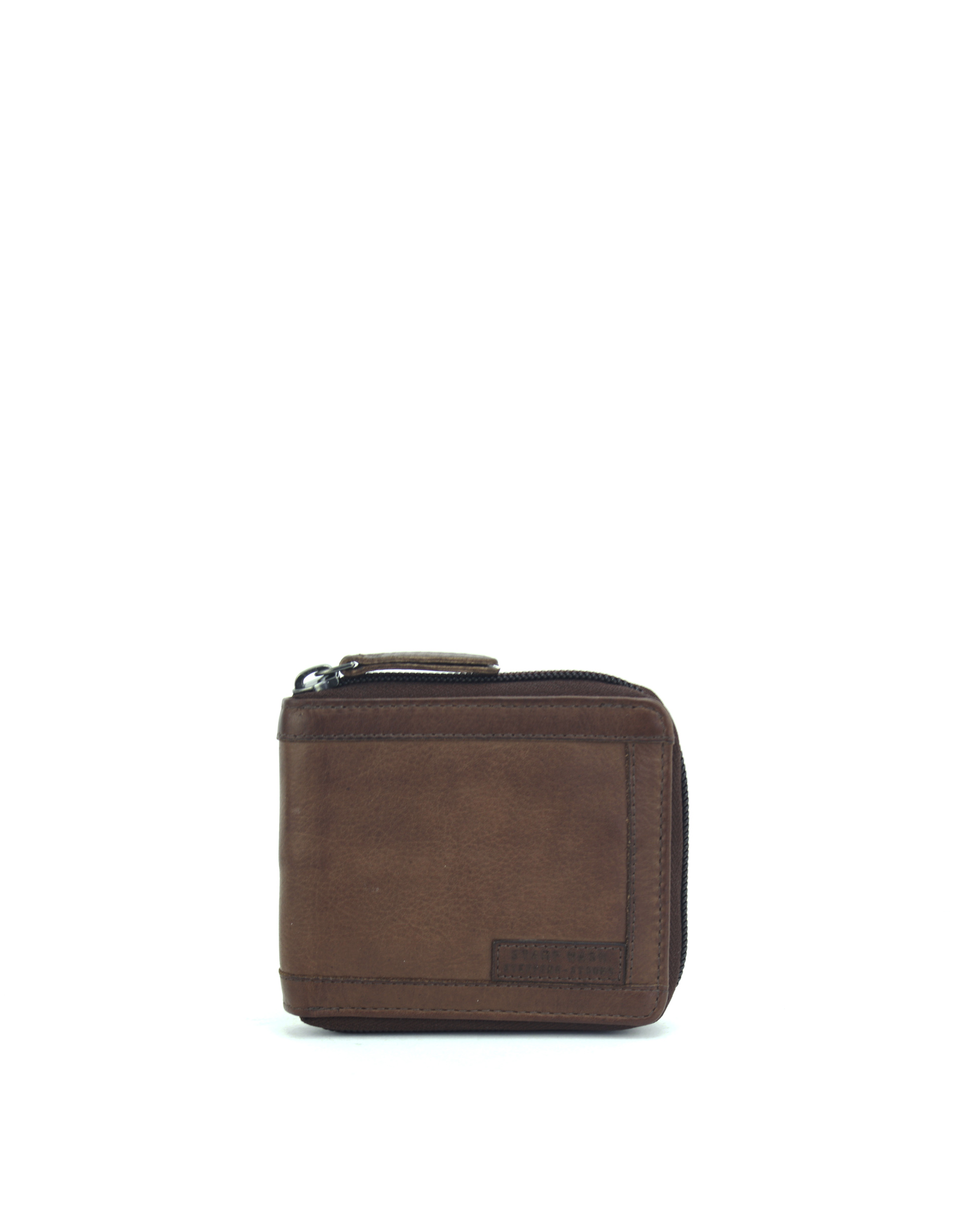 billetero hombre en piel lavada con cremallera ST02229 color marr贸n
