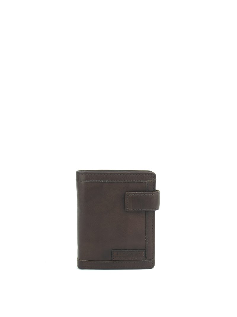 billetero hombre en piel lavada con cierre de solapa MHST02298MA color marrón