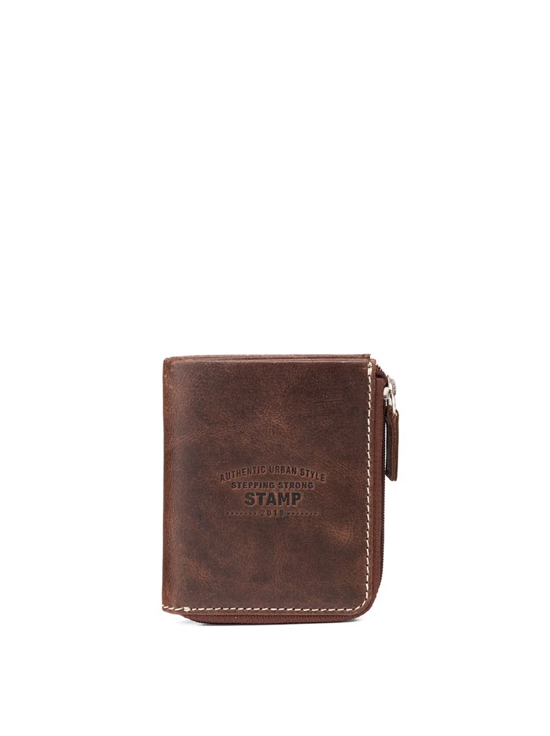 billetero vertical de hombre en piel vacuno MHST03324MA color marrón