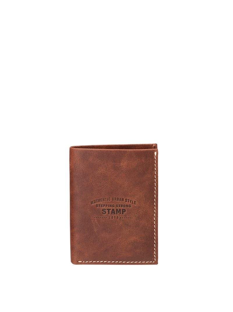 billetero vertical de hombre en piel vacuno MHST03398CU color cuero