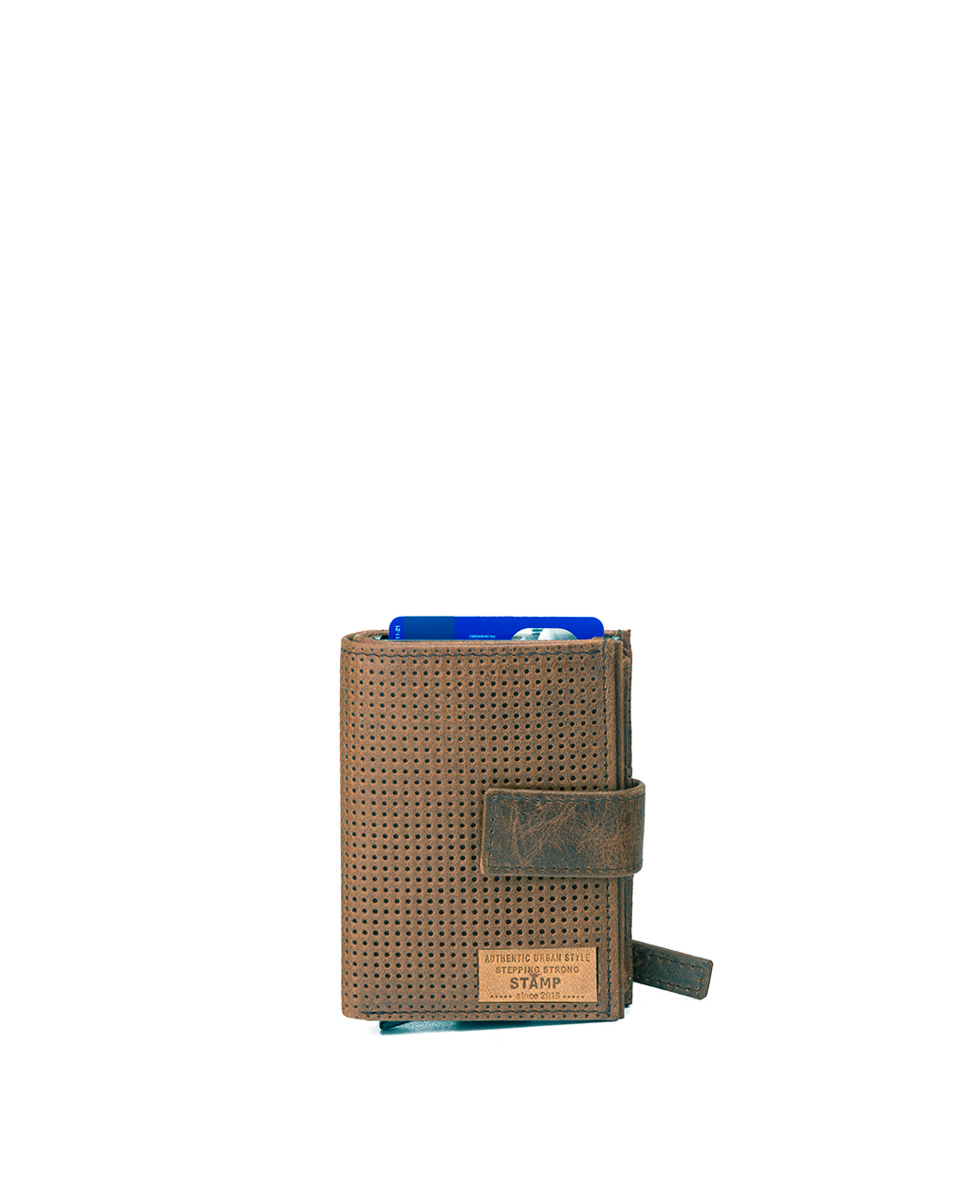 billetero tarjetero Ara de hombre en piel vacuno punteada MHST05118KA color verde kaki