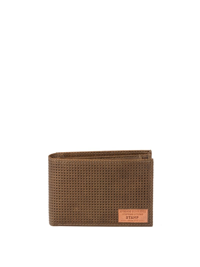 billetero americano pequeño de hombre Ara en piel vacuno punteada MHST05185KA color verde kaki