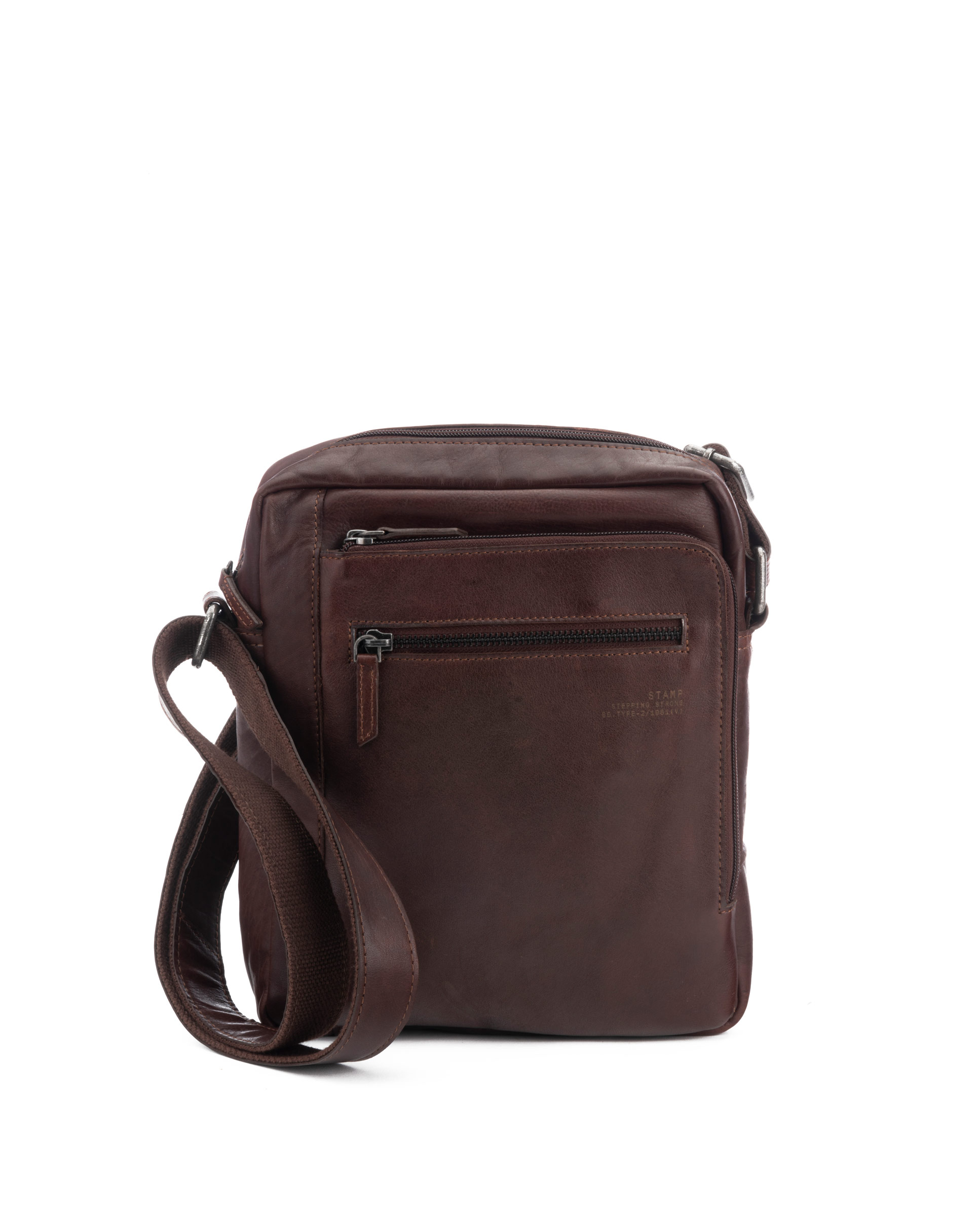 bolso bandolera hombre piel lavada ST3026 color marr贸n