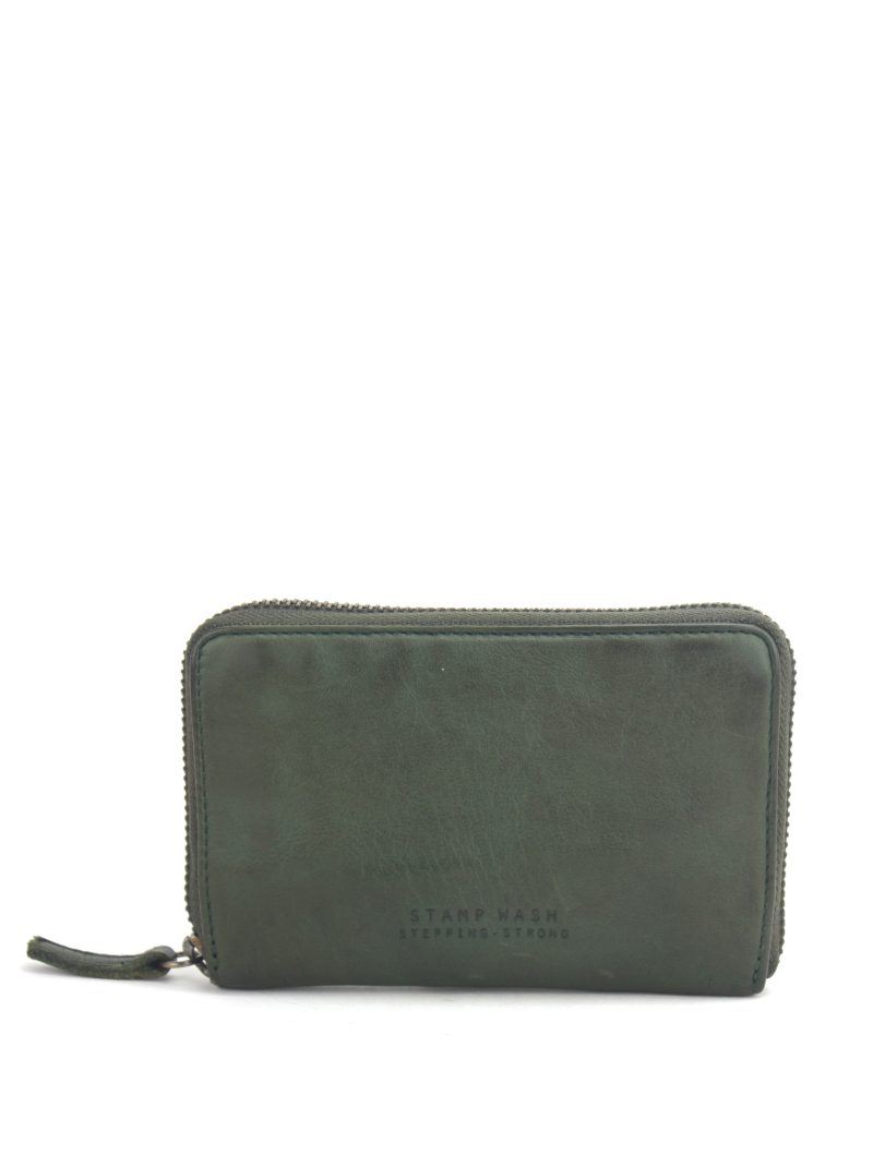 cartera de mujer en piel lavada MMST96610KA color verde kaki