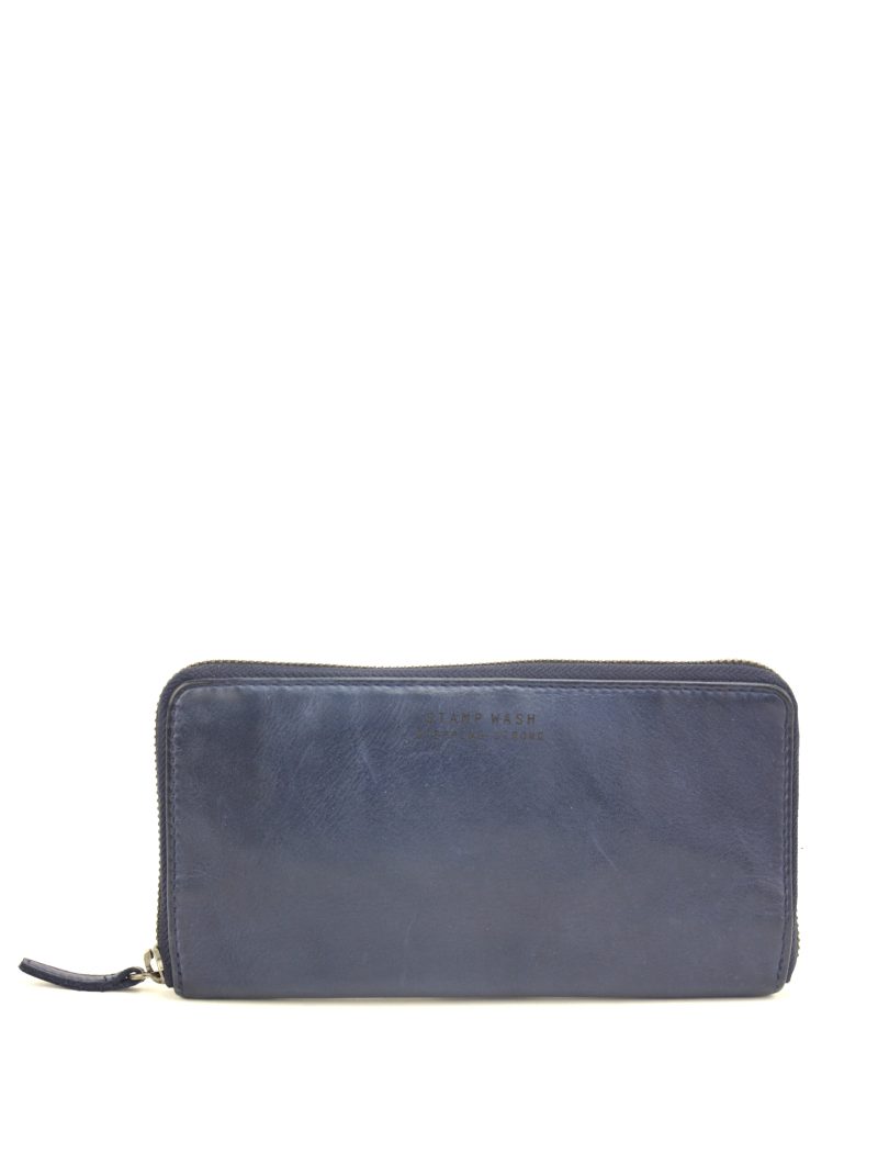 cartera grande de mujer en piel lavada MMST96611AZ color azul