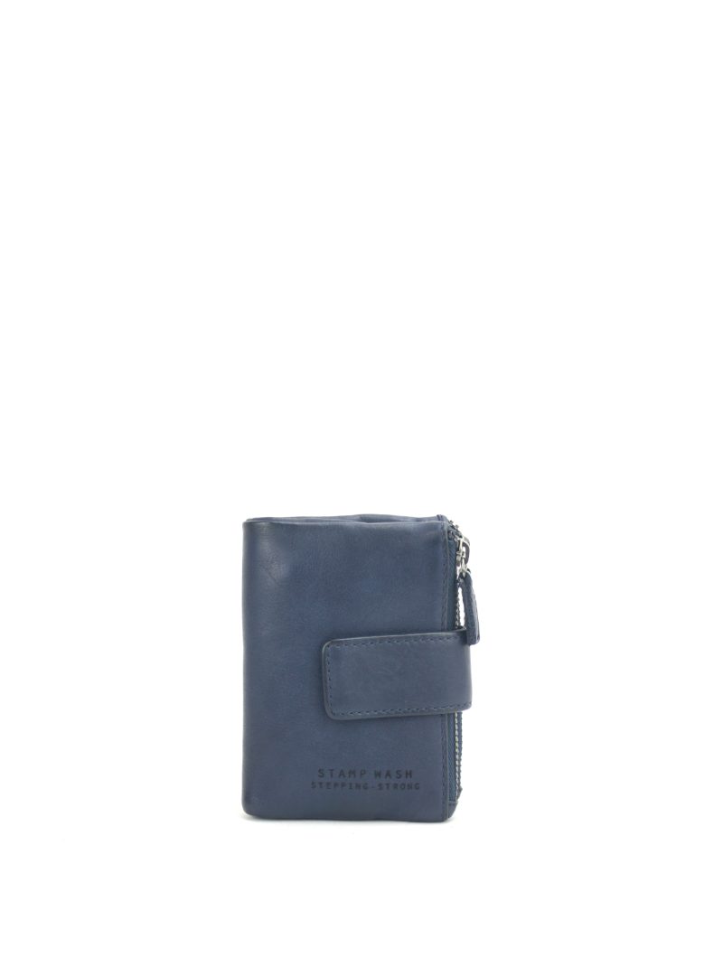 cartera compacta de mujer en piel lavada MMST96614AZ color azul