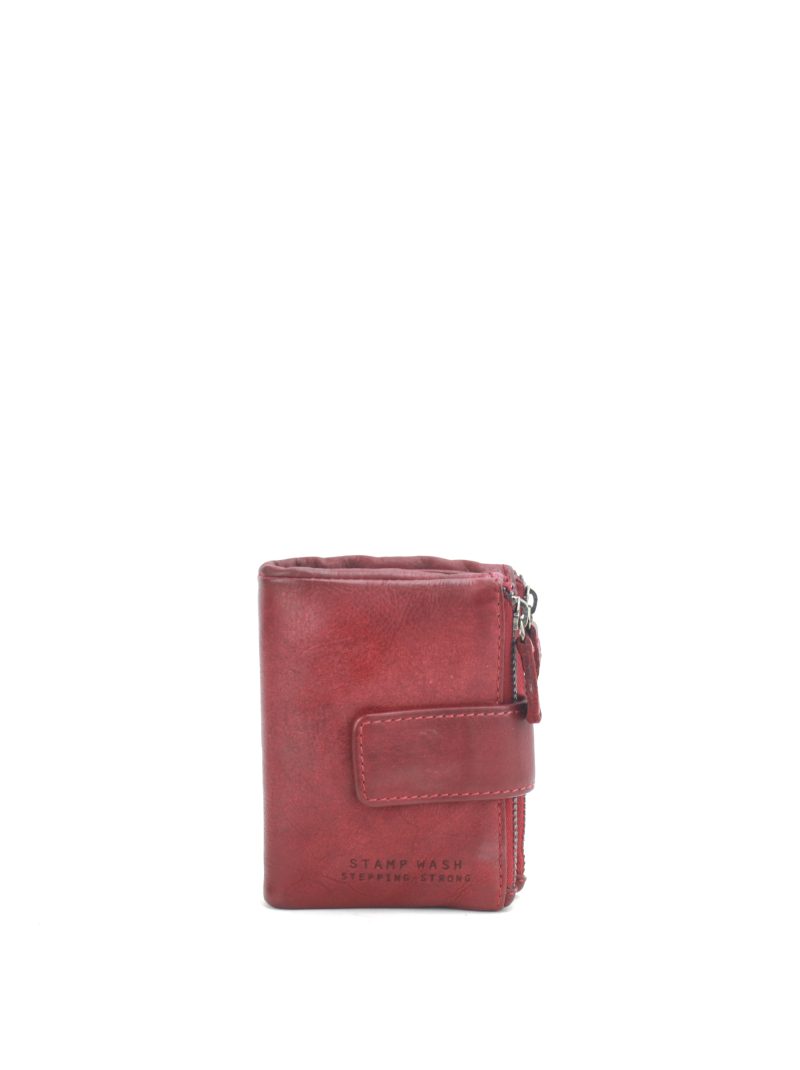 cartera compacta de mujer en piel lavada MMST96614 color rojo